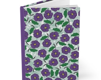 Floral Journal Notebook Violet Flower Pattern Journal Purple Color Hardcover Journal