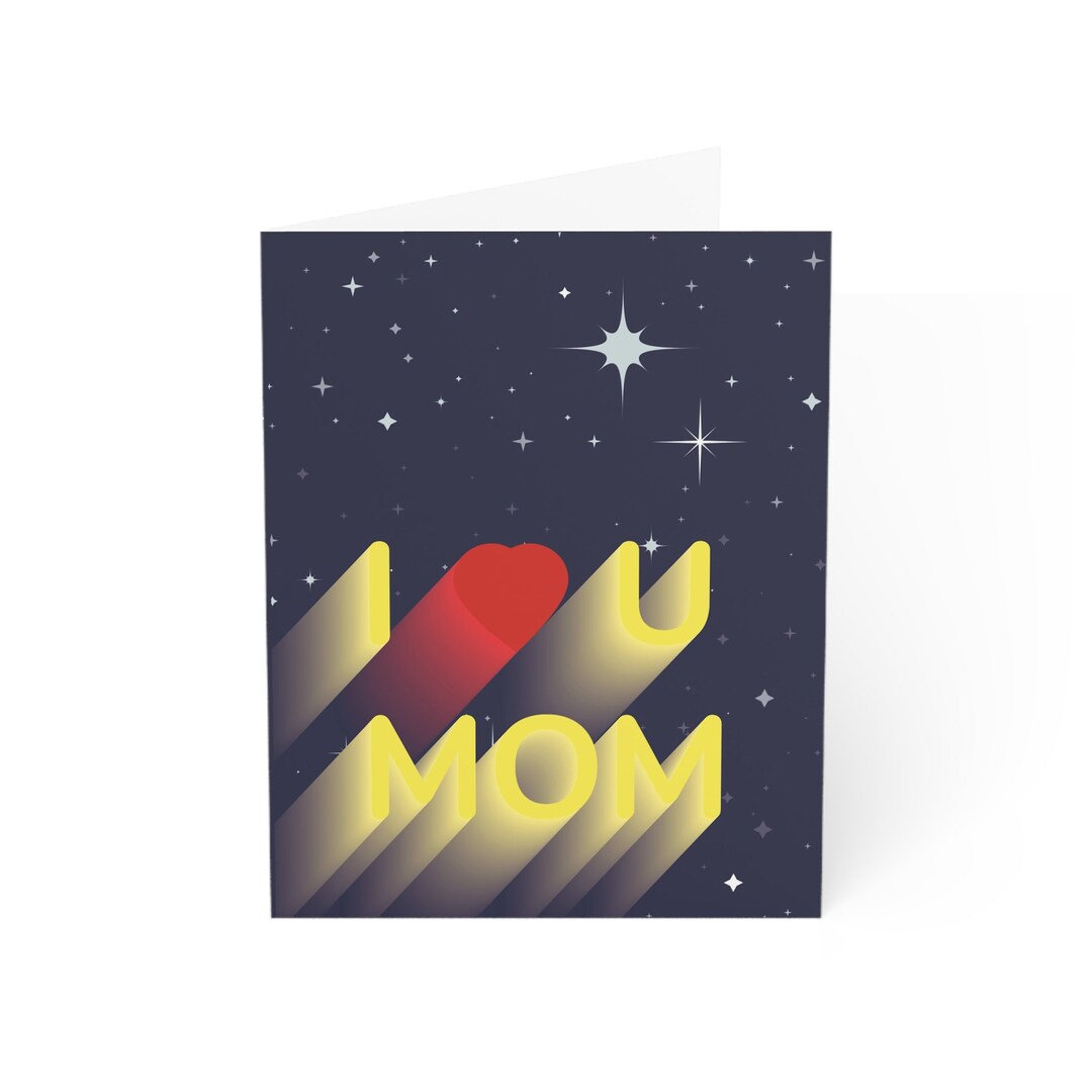 I Love You Mom Greeting Card With Retro and Modern Design for Birthday ...