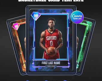 Glow Basketball Card Canva Template, Custom Sport Collectible Print, Editable Player Trading Card, Hoops Fan Gift, Instant Download