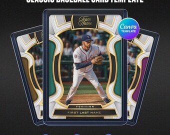 Classic Baseball Trading Card Canva Template, Custom Sports Photo Printable Front Back, Gold Trim Frame Keepsake, Senior Night Souvenir