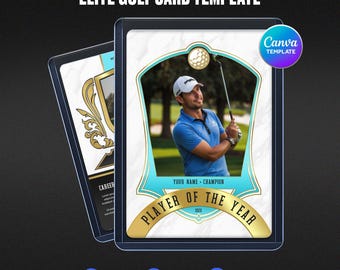 Elite Golf Trading Card Canva Template, Customizable Sports Souvenir, Club Champion Gift, Tournament Champion Keepsake Digital Download