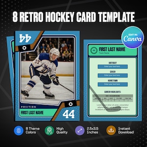 Retro Hockey Karte Canva Vorlage, erstellen Sie Ihre eigene anpassbare Sportkarte, personalisierte DIY Sportkarte, druckbare Schulteam Geschenke