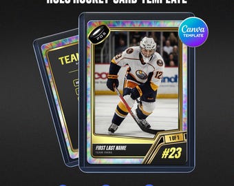 Holo Ice Hockey Card Template, Custom Player Design in Canva, Athlete Memorabilia, Team Collectible, Printable Sports Gift