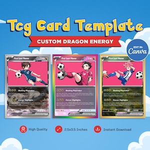 Modèle de carte Tcg Dragon personnalisé Pokeman, créez votre propre carte de sport personnalisable, carte de football à collectionner, carte Pokemone DIY personnalisée