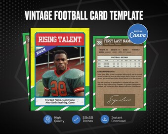 Customizable Vintage Football Card Template — Create Personalized Sports Cards, DIY Printable Team Gifts, Perfect for School & Athletes