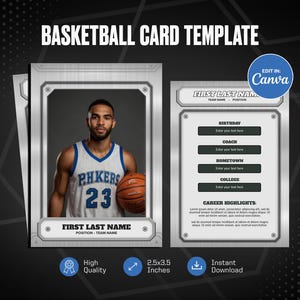 Basketball Karte Canva Vorlage, erstellen Sie Ihre eigene anpassbare Sportkarte, personalisierte DIY Sportkarte, druckbare Schulteam Geschenke