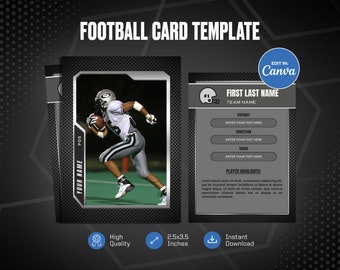 Football Trading Card Canva Template, Create Your Own Customizable Sports Card, Personalized DIY Sport Card, Printable School Team Gifts