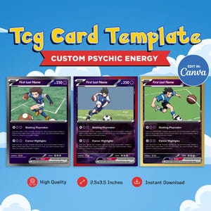Tcg Card Template, Pokeman Custom Card, Create Your Own Customizable Sports Card, Football Trading Card,  Personalized DIY Pokemone Card