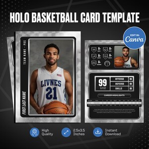 de Cartes personnalisables de basket-ball holographique : créez votre propre carte de sport personnalisée | Cadeaux d'équipe et d'école imprimables à faire soi-même