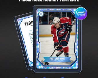 Prism Hockey Card Canva Template, Diamond Emerald Holo Design, Player Info Back, Custom Athlete Trading Card, Instant Download