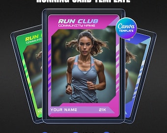 Running Card Canva Template, Custom Runner Collectible, Personalized Run Club Trading Card, Athlete Gift Printable, Instant Download