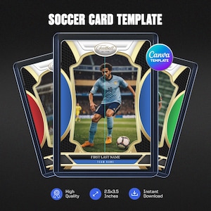 Soccer Trading Card Canva Template: Customizable DIY Sports Card (PDF Download)