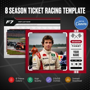 Racing Ticket Card Canva-Vorlage, personalisierter DIY Motorsport-Kartenersteller, erstellen Sie Ihre eigenen anpassbaren Sportkarten-druckbaren Schulgeschenke