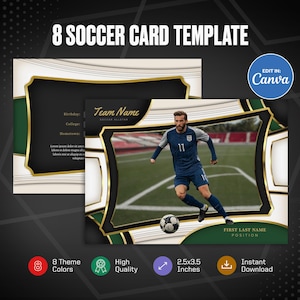 Modèle de toile de carte à collectionner de football, créez votre propre carte de sport personnalisable, carte de sport personnalisée à faire soi-même, cadeaux d'équipe d'école imprimables