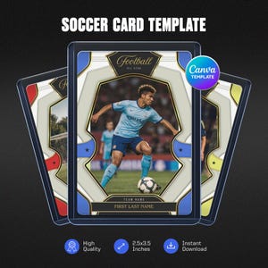 Soccer Trading Card Canva Template: DIY Customizable Football Card (Digital Download)