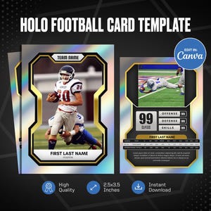 Modelo de canva para cartão colecionável de futebol, crie seu próprio cartão esportivo personalizável, cartão esportivo DIY personalizado, presentes para equipe escolar imprimíveis