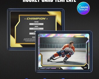 Hockey Card Canva Template, Holographic Ice Sport Design, Custom Athlete Player Card, Personalized Gift Printable, Instant Download