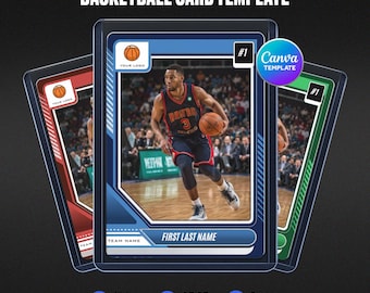 Digital Basketball Trading Card Template Canva, Editable Custom Photo Printable, Blue Red Green Themes, Senior Night Keepsake, Coach Gift
