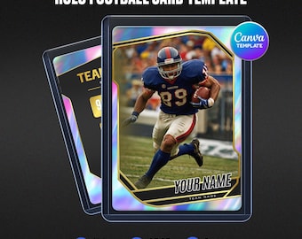 Holo Gold Football Card Canva Template, Octagon Frame Design, Player Stats Back, Custom Personalized Athlete Gift, Instant Download