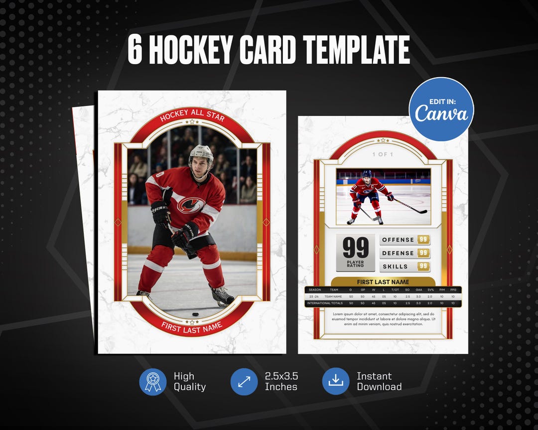 Hockey Card Canva Template, Create Your Own Customizable Sports Card ...