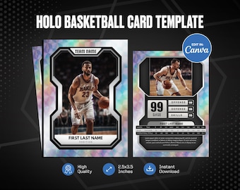 Holo Basketball Card Canva Template, Create Your Own Customizable Sports Card, Personalized DIY Sport Card, Printable School Team Gifts