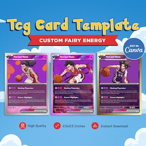 Tcg-Kartenvorlage, Pokeman benutzerdefinierte Karte, erstellen Sie Ihre eigene anpassbare Sportkarte, Basketball-Sammelkarte, personalisierte DIY Pokemone-Karte