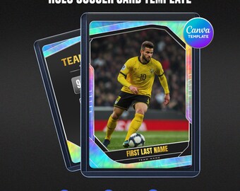Holographic Futbol Soccer Trading Card Canva Template, Custom Sports Photo Printable, High School Senior Night Keepsake, Player Stats Gift
