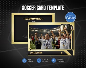 Custom Sport Card Canva Template, Personalized Soccer Keepsake, Editable Player Photo Card, Team Collectible Gift, Instant Download