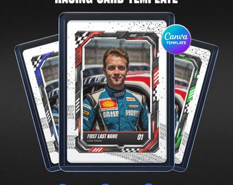 Motorsport Driver Profile Trading Card Template, Editable Canva Design, Personalized Racing Keepsake, Team Collectible, Printable Download