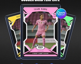 Pop Color Soccer Card Template, Pink Yellow Mint Theme, Player Info Back Design, Custom Athlete Trading Card, Instant Download