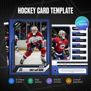 Hockey Karte Canva Vorlage, erstellen Sie Ihre eigene anpassbare Sportkarte, personalisierte DIY Sportkarte, druckbare Schulteam Geschenke