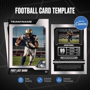 Modèle de toile de carte à collectionner de football, créez votre propre carte de sport personnalisable, carte de sport MVP bricolage personnalisée, cadeaux d'équipe scolaire imprimables