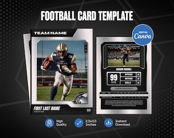 Football Trading Card Canva Template, Create Your Own Customizable Sports Card, Personalized DIY MVP Sport Card, Printable School Team Gifts
