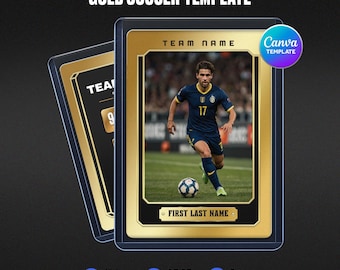 Gold Soccer Trading Card Canva Template, Custom Player Stats, Instant Download