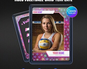 Volleyball Player Card Template Canva Editable, Sports Trading Card Holo Design, Athlete Spotlight Roster Card, Digital Download Gift
