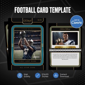 Fußball Sammelkarte Canva Vorlage, erstellen Sie Ihre eigene anpassbare Sportkarte, personalisierte DIY Sportkarte, druckbare Schulteam Geschenke
