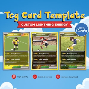Modèle de carte TCG, carte personnalisée Pokemon, créez votre propre carte de sport personnalisable, carte de football à collectionner, carte Pokemone DIY personnalisée