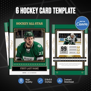Hockey Karte Canva Vorlage, erstellen Sie Ihre eigene anpassbare Sportkarte, Rookie-Karte, personalisierte DIY Sportkarte, druckbare Schulteam Geschenke