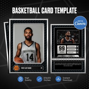 Basketball Karte Canva Vorlage, erstellen Sie Ihre eigene anpassbare Sportkarte, personalisierte DIY Sportkarte, druckbare Schulteam Geschenke