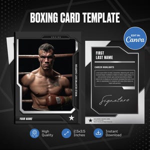 Boxen Sammelkarte Canva Vorlage, erstellen Sie Ihre eigene anpassbare Sportkarte, personalisierte DIY Sportkarte, druckbare Schulteam Geschenke