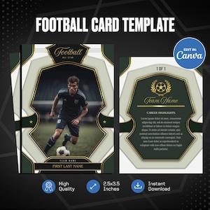 Modèle de toile de carte à collectionner de football, créez votre propre carte de sport personnalisable, carte de sport bricolage personnalisée, cadeaux d'équipe d'école imprimables