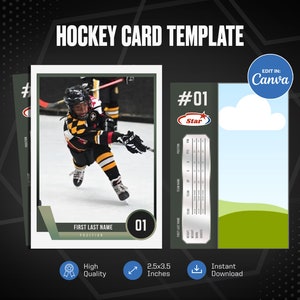 Hockey Karte Canva Vorlage, erstellen Sie Ihre eigene anpassbare Sportkarte, personalisierte DIY Sportkarte, druckbare Schulteam Geschenke