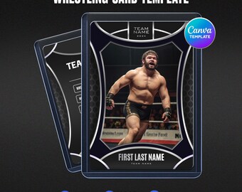 Wrestling Player Card Template, Custom Canva Trading Card, Personalized Wrestler Keepsake, Team Collectible, Printable Download
