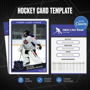 Hockey Karte Canva Vorlage, erstellen Sie Ihre eigene anpassbare Sportkarte, personalisierte DIY Sportkarte, druckbare Schulteam Geschenke