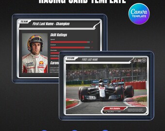Racing Trading Card Template Canva, Editable Driver Profile Card, Motorsport Design, Printable Custom Sports Card, Car Racing Gift
