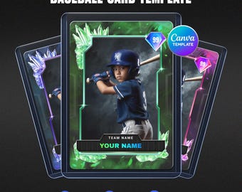 Crystal Baseball Sports Card Canva Template, Custom Player Collectible, Gem Glow Trading Card, Personalized Athlete Gift Printable