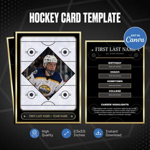 Hockey Card Ersteller Canva Vorlage, erstellt eure eigene anpassbare Trading Sportkarte, personalisierte DIY Sport, druckbare Schulteam Geschenke