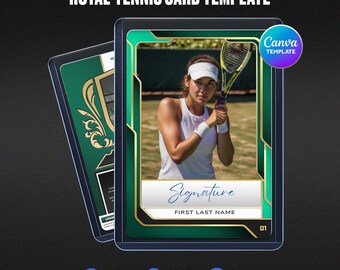 Royal Tennis Trading Card Canva Template, Custom Sports Photo Printable Front Back, Crest Shield Crest Keepsake, High School Senior Souvenir