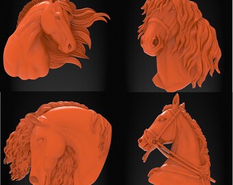 3D Stl Modell Pferdekopf Fräserdatei, 3D Stl Datei, Relief, Vectric, Aspire, Staffelei, Tier Cnc Schnittdateien Digitale Datei Download 3D Drucker