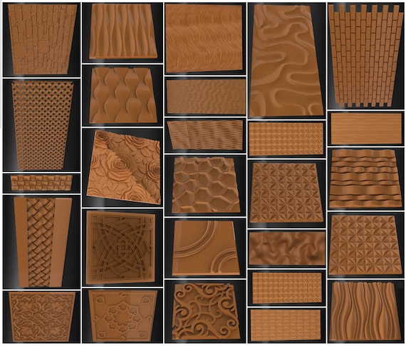 27 3D stl model Router File, Panels Decor Wavy Pattern 3d stl file, Relief, vectric, aspire, easel, cnc cut files, Digital file download